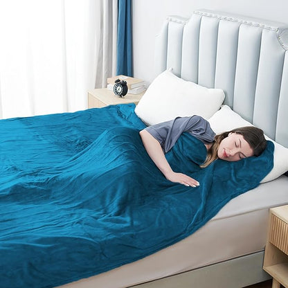 Electric Heated Blanket Queen Size 84"x90", Soft Plush Microplush for Bed, Dual Controllers & Heating Zones, 10Hs Auto Off & 5 Heating Levels, Machine Washable, Gifts for Family-Blue Green