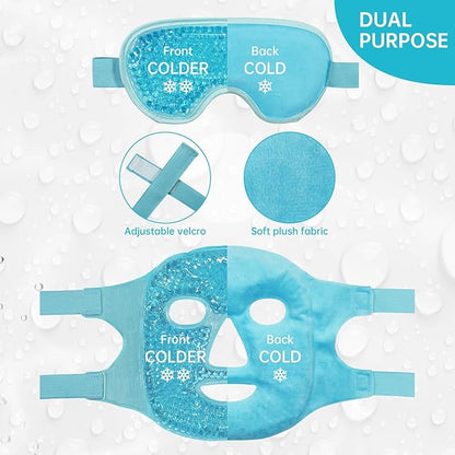 ZNÖCUETÖD Cooling Ice Face Eye Mask for Reducing Puffiness, Bags Under Eyes,Sinus,Redness,Pain Relief,Dark Circles, Migraine,Hot/Cold Pack with Soft Plush Backing Gift for Women