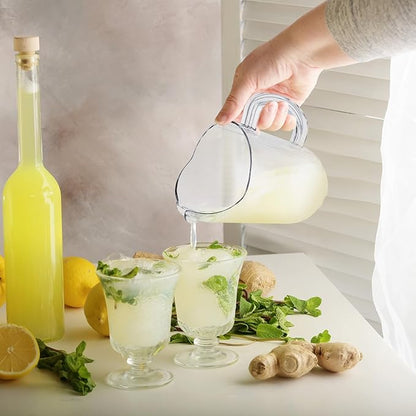 Tessco for you 3 Pcs Plastic Pitchers 60 Ounce Clear Restaurant Jug Large Water Pitcher Carafe Serve Milk Tea Juice Drink for Parties Container Dispenser Beer Jar (Classic)