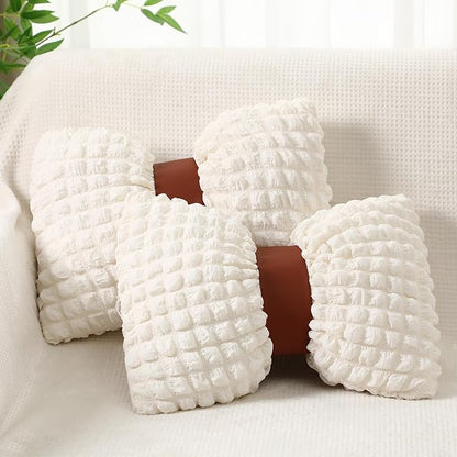 Novabright 2 Pcs Bow Pillow, 13 x 14 Bow Shaped Coquette Throw Pillow, Cushion Soft Home Decorative for Bedroom Sofa Couch Living Room(Beige)