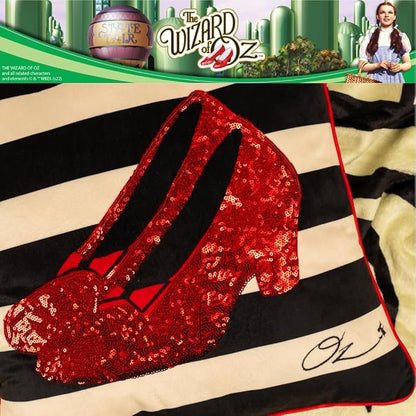 Collectibles The Wizard of Wicked Witch Ruby Slippers Sequin Bedding Super Soft Plush Decorative Throw Pillow, 16 in X 16 in, (Officially Licensed Product) by Franco