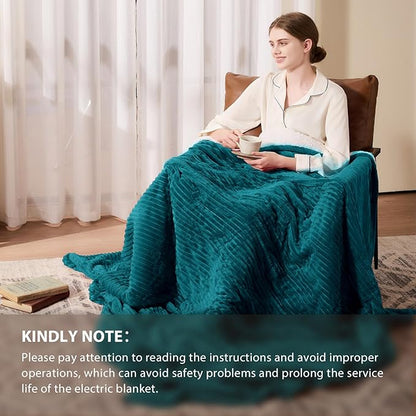 Homemate Electric Heated Blanket King Size - 100"x90" Heating Blanket King Size Dual Control 1/2/4/6/8 Hours Auto-Off 10 Heat Level Over-Heat Protection Soft Flannel Sherpa ETL Certification