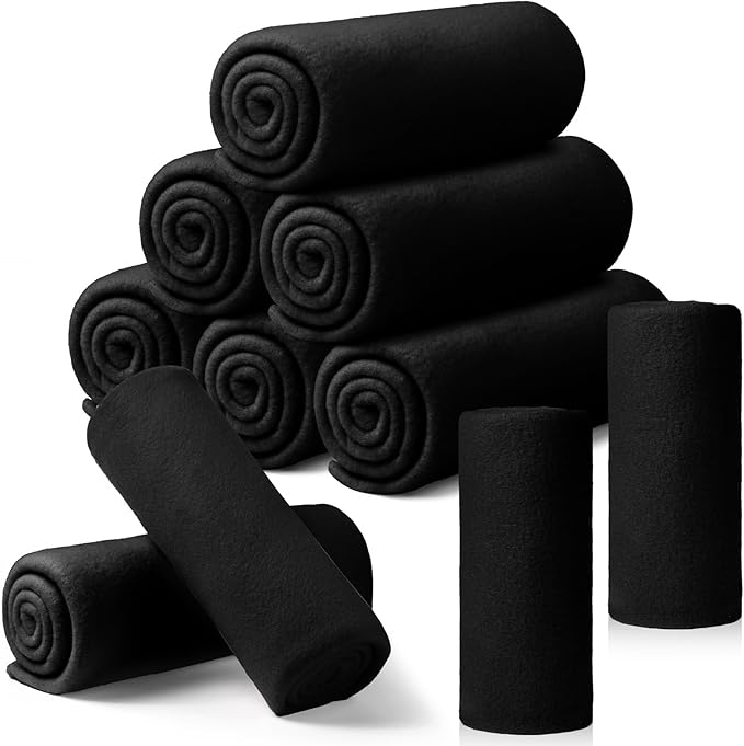 Buryeah 10 Pcs Fleece Blanket Bulk Soft Warm Fleece Blankets Cozy Lightweight Throw Blankets Plush Pet Throw Blanket for Home Bed Sofa Office Wedding Gifts Travel(50" X 60",Gray Black)