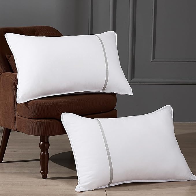 Bed Pillows Standard Size Set of 2, Firm Hotel Pillows for Sleeping, Cooling Pillows for Side & Back Sleepers, Down Alternative Filling, 20 x 26 Inches