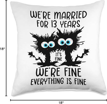 Lace Wedding We're Married for 13 Years Throw Pillow