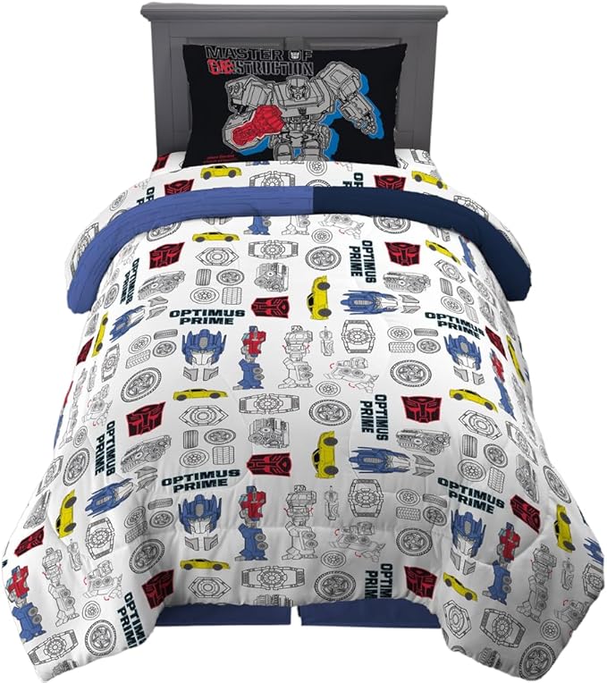 Transformers Optimus Prime Super Soft Comforter and Sheet Set with Sham, 4 Piece Twin Size, (Official Licensed Product) by Franco Collectibles
