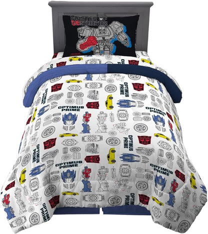 Transformers Optimus Prime Super Soft Comforter and Sheet Set with Sham, 4 Piece Twin Size, (Official Licensed Product) by Franco Collectibles