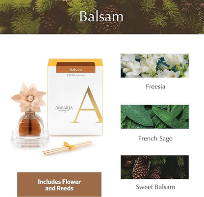 AGRARIA PetiteEssence Flower and Reed Diffuser Set, Hand Crafted Sola Flower Botanical Home Fragrance Set, Scented Oil Gift for All Occasions