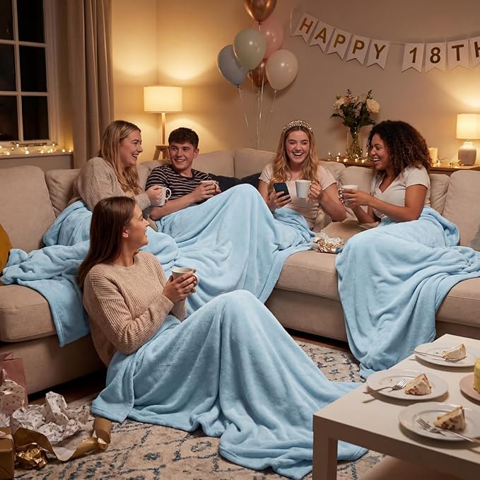 Kinlop Fleece Blanket Bulk 60 x 50 Inch Soft Lightweight Fleece Cozy Blanket Warm Throw Plush Pet Throw for Bed Couch Sofa Home Office Wedding Gifts Travel Camping(Mist Blue)