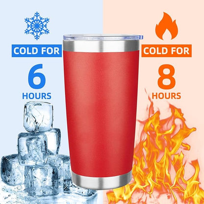 20oz Tumbler with Lid Stainless Steel Insulated Tumblers Travel Coffee Tumbler Bulk Double Wall Vacuum Insulated Water Cup Christmas Gifts for Women Men Her Him Home Office (Red, 1pack)