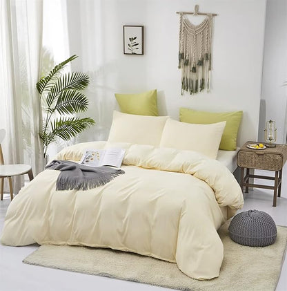 Houseri Ivory Comforter Set Queen Beige Yellow Bedding Size Off White Sets for Women Girls Cream Blanket Queen(90''*90''-Comforter)