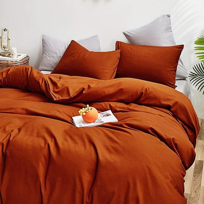 KAREVER Rust Comforter Sets Twin Burnt Orange Bedding Set Reddish Caramel Color Boys Girls Bed Set Terracotta 3 Pieces Lightweight Solid Burnt Orange Color Blanket Rust Quilts Set Breathable Bed Set