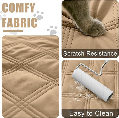 Smiry Waterproof Dog Bed Cover Blanket 40x80, Soft Reversible Pet Blanket, Washable Leakproof Cats Dogs Couch Cover for Sofa, Couch, Furniture, Camel/Beige