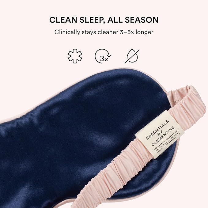 Clementine Mulberry Silk Sleep Mask | Full Blackout Contoured Eye Mask for Sleeping | Organic & Non-Toxic | Oversized Night Blindfold | Hypoallergenic & Frizz-Free Eye Cover for Deep Sleep