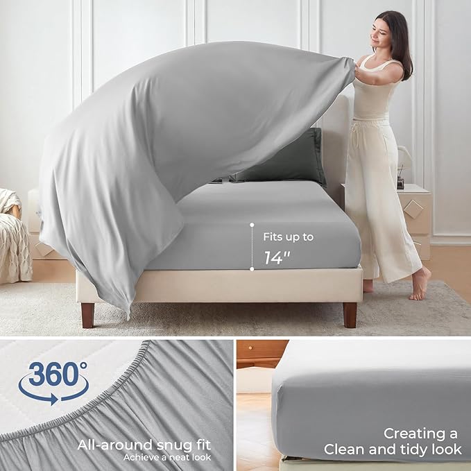 Sasttie Twin XL Comforter Set, 5 Pieces Twin XL Bed in a Bag, Complete Bedding Set Includes Comforter, Flat Sheet, Fitted Sheet, Pillowcase and Pillow Sham, Dark Grey & Light Grey