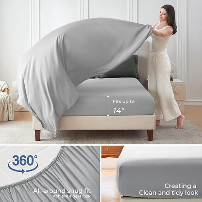 Sasttie Twin XL Comforter Set, 5 Pieces Twin XL Bed in a Bag, Complete Bedding Set Includes Comforter, Flat Sheet, Fitted Sheet, Pillowcase and Pillow Sham, Dark Grey & Light Grey