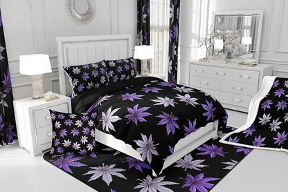 Erosebridal Purple Leaves Comforter Set Toddler, Leaves Bedding for Kids Teens Adult,Tropical Botanical Down Comforter,Exotic Plant Bedding Comforter Sets,Lightweight