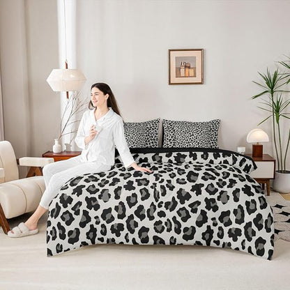 Erosebridal Beige Black Cheetah Fur 7 Piece Bedding Set Twin | Leopard Print Comforter Set with Sheets Animal Skin Pattern Bed in A Bag Women Men Adults Bed Sets