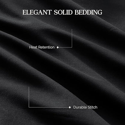 Andency Black Comforter Set Queen, 3 Pieces Lightweight Solid Bed Comforter for Men Women, All Season Soft Microfiber Down Alternative Comforter Set