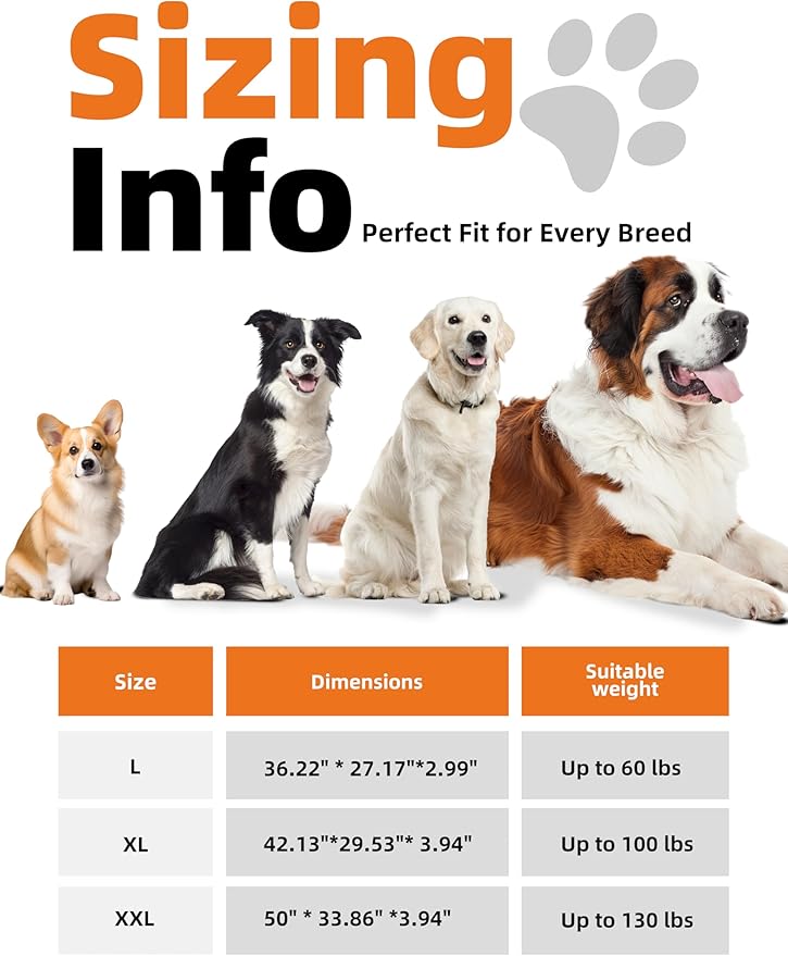Sytopia Indestructible 50 Inch Orthopedic Waterproof Dog Crate Bed chew Proof for Extra Large Dogs, Removable Washable Cover, Egg Crate Foam Mat, Suitable for Dogs Up to 130 lbs, Brown