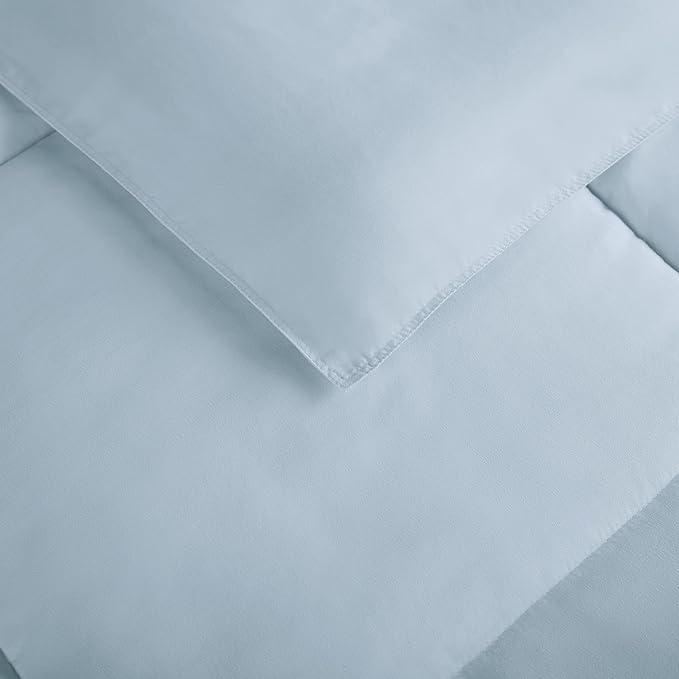 SERTA Simply Clean Ultra Soft Hypoallergenic Solid 3 Piece Comforter Set, King, Light Blue