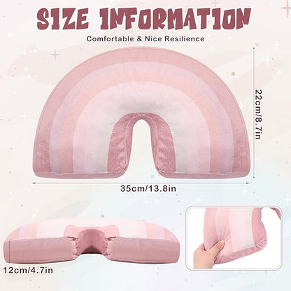 Chunful Rainbow Pillow for Girls Kids 13.8 x 8.7 x 4 Inch Plush Cute Rainbow Throw Pillow Arch Shaped Cushion Stuffed Decoration for Bed Chair Room Home Decor Easter Day(Dark Pastel,2 Pcs)