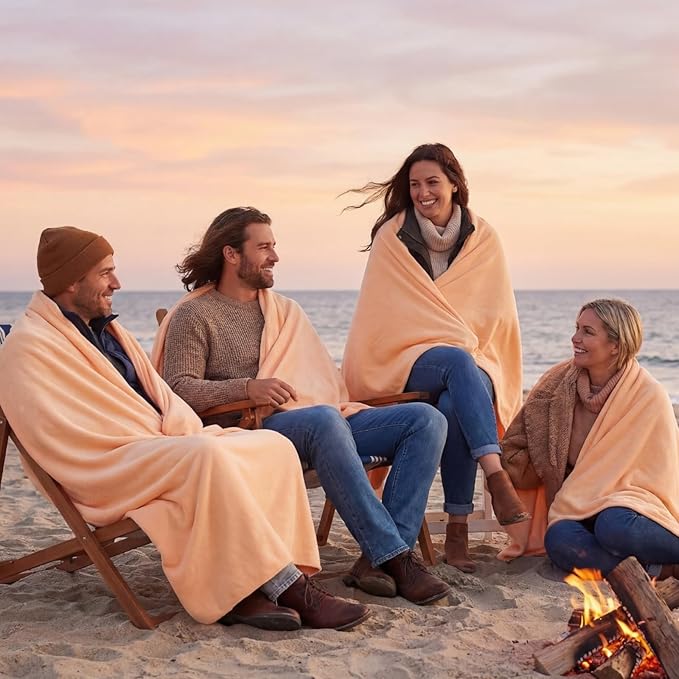 Buryeah 10 Pcs Fleece Blanket Bulk Soft Warm Blankets Cozy Fleece Lightweight Throw Blankets Plush Pet Throw Blanket for Home Bed Sofa Office Wedding Gifts Travel(50" X 60",Light Orange)