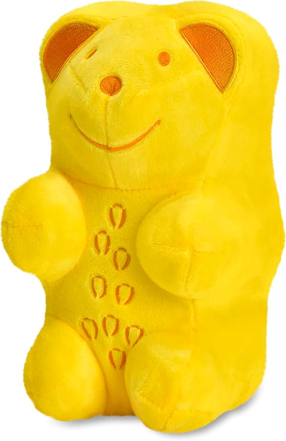 iscream Haribo Gummi Bear Furry 8.5" x 5" Candy Character Shaped Pillow, Lemon
