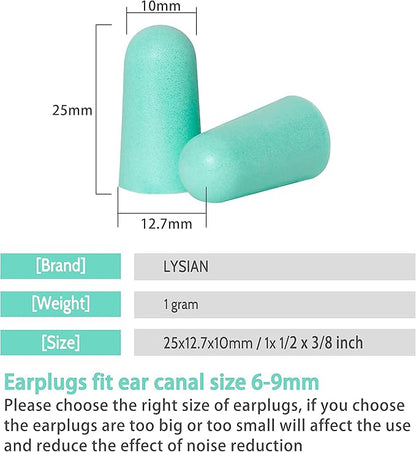 LYSIAN Ultra Soft Foam Earplugs for Sleep - 38dB Noise Cancelling Ear Plugs Perfect for Work, Travel & Shooting. Soundproof & Noise Reduction - 60 Pairs Value Pack (Water Blue)
