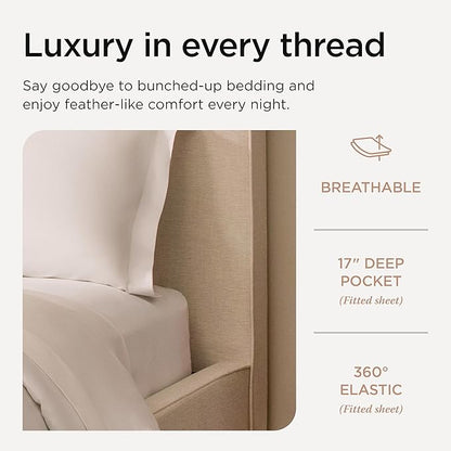 Threadmill Luxury Supima Cotton Sheets, Luxury 1000 Thread Count 100% Soft 100% Soft Cotton Sheets for Full Size Bed, 4 Pc White Bed Sheets Full Set, 5-Star Hotel Quality Deep Pocket Bed Sheets Set