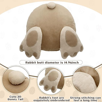Wenqik Easter Bunny Tail Throw Pillow Rabbit Butt Shaped Decorative Pillow 3D Animal Plush Cushion Cute Hugging Pillow for Spring Easter Gift Bedroom Sofa Couch Living Room Decoration, 14.96''