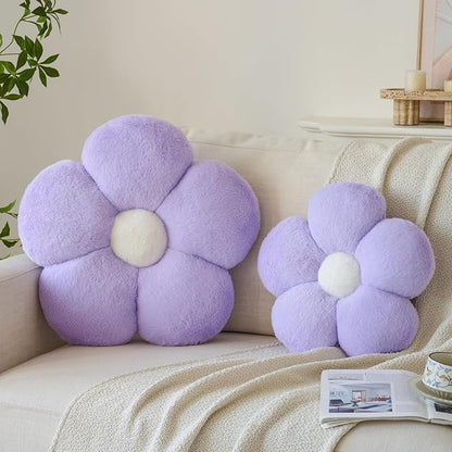 Zlgkjk Flower Pillows, Decorative Throw Pillow with Soft Plush for Couch Bed, Cute Daisy Pillow Cushion Home Decor Floral Throw Pillow (Lavender Purple, 19.6 Inches)