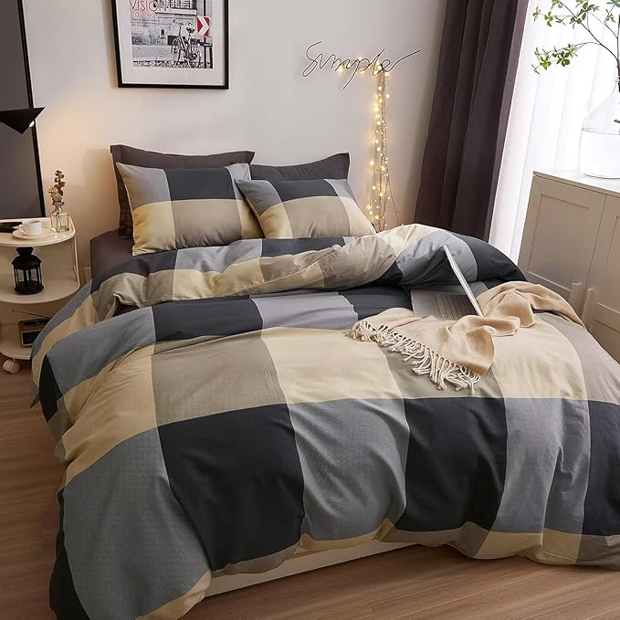HighBuy Twin XL Comforter Set Modern Buffalo Plaid Comforter Set Men Boy Geometric Checkered Grid Pattern Bedding Comforter Set Soft Fluffy Down Alternative Bedding Set Comforter Sets Twin XL Size