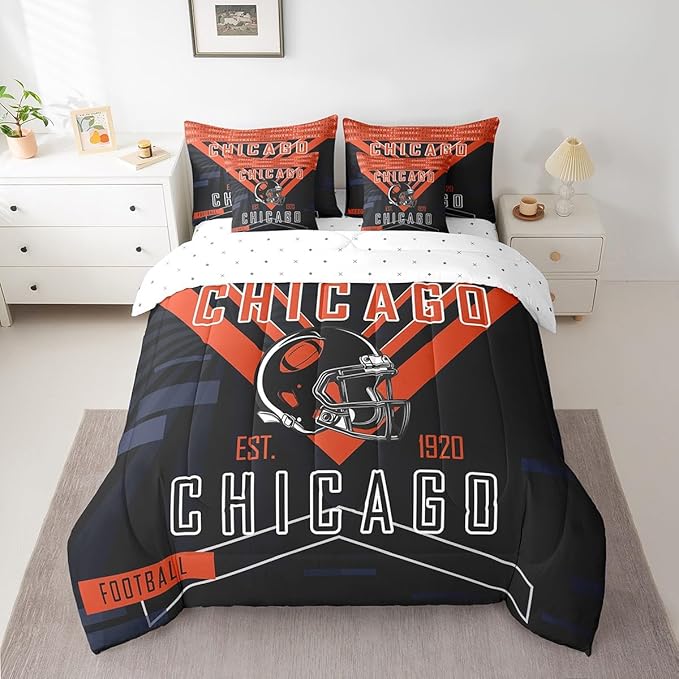 Feelyou Football 7 Pieces Comforter Sets Full Size Bedding Set for Boys Kids Teen Sports Theme Football City Bed in a Bag with Comforter, Sheets, Pillowcases & Cushion Cover