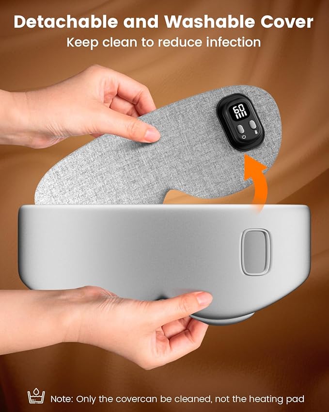 Anydance Heated Eye Mask - Cordless Eye Mask for Dry Eyes, Eye Relief, Improved Sleep, Timed Shutdown, 4 Temperature, Washable Eye Heating Pad for Travel, Removable for Cleaning - Grey