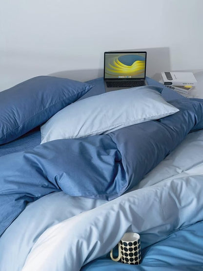KAREVER Blue Gradient Comforter Set King Gradient Color Bedding Set Women Soft Blanket Quilts Blue Color Comforter Set for King Bed