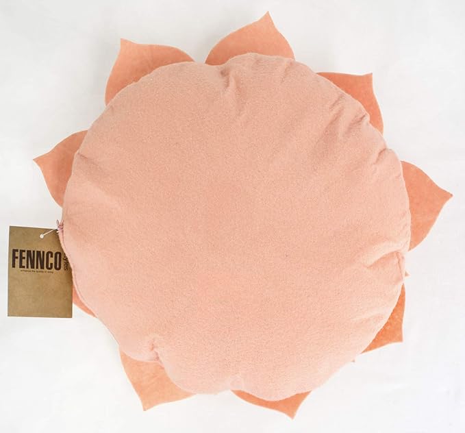 Fennco Styles Handmade 3D Heart-Shaped Petals Flower Decorative Filled Throw Pillow 13" Round - Rose Floral Pillow for Couch, Home Décor and Holiday, Housewarming Gift