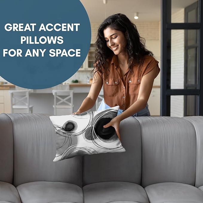 Americanflat 14x10 Throw Pillow with Sewn-in Insert - All-in-One Decorative Pillows - No Cover Needed - Soft and Durable Cushion for Bed or Sofa - Polyester - Black and White