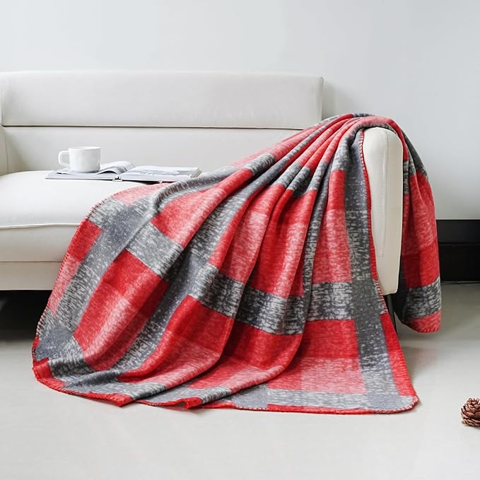 ZYFZCYBL Fleece Throw Blankets for Couch Bulk Lightweight Warm Soft Cozy Blanket 6 Pack Bulk Fleece Blanket Solid for Bed Couch Office Gifts Outdoor 50 x 60 inch （Red and Grey）