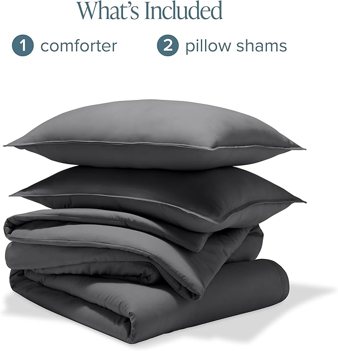 Bare Home Comforter Set - Queen Size - Ultra-Soft - Goose Down Alternative - Premium 1800 Series - All Season Warmth Comforter (Queen, Grey)
