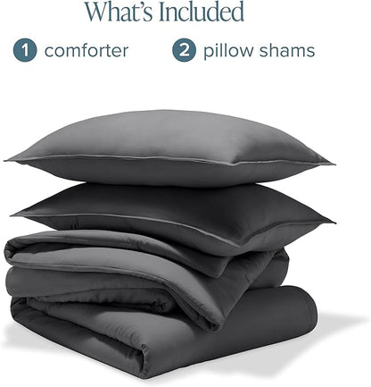 Bare Home Comforter Set - Queen Size - Ultra-Soft - Goose Down Alternative - Premium 1800 Series - All Season Warmth Comforter (Queen, Grey)