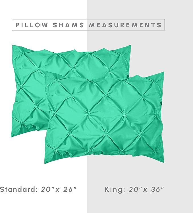 Elegant Comfort 8-Piece Pinch Pleated Comforter Set - All Season Complete Bed in a Bag, Includes 4pc Smart Sheet Set, Bed Skirt, Comforter, Matching Pillowcases and Shams, King/Cal King, Paradise Teal