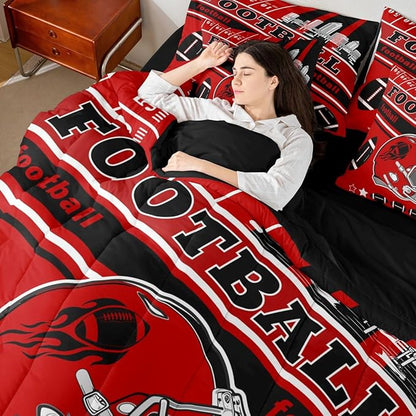 Feelyou Football 7 Pieces Comforter Sets King Size Kids Bedding Set for Boys Kids Teen Sports Theme Football City Bed in a Bag with Comforter, Sheets, Pillowcases & Cushion Cover