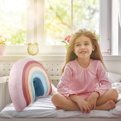 Chunful Rainbow Pillow for Girls Kids 13.8 x 8.7 x 4 Inch Plush Cute Rainbow Throw Pillow Arch Shaped Cushion Stuffed Decoration for Bed Chair Room Home Decor Easter Day(Pastel,2 Pcs)