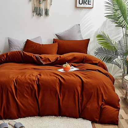 KAREVER Rust Comforter Sets Burnt Orange Bedding Set Cal King Reddish Caramel Color Terracotta Bed Set 3 Pieces Women Lightweight Solid Burnt Orange Color Blanket Rust Quilts Breathable Bed Comforter