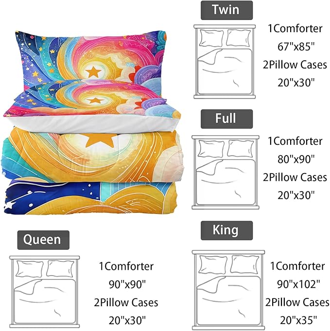 Watercolor Rainbow Pattern Comforter Modern Abstract Comforter Set,Rainbow Dreams Bedding Set Twin Size,Mordern Art Decor All Season Lightweight Soft Microfiber with 2 Pillow Shams
