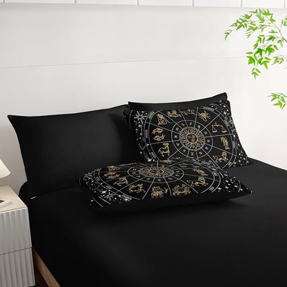 7 Piece Comforter Set King Galaxy，Celestial Bedding Set King Galaxy，(1 Comforter, 1 Flat Sheet, 1 Fitted Sheet, 2 Pillowcase and 2 Pillow Sham)