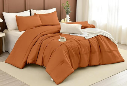 CozyTide Oversized King Comforter 128x120,Cotton Pumpkin Pleated Bedding Comforter Set,3Pcs Extra Large King Size Comforter Set Vintage Farmhouse Bedding Ultra Soft