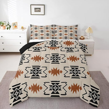 Erosebridal Western Comforter Set Toddler Boho Aztec Southwestern Bedding Sets Rustic Farmhouse Native Tribal Ethnic Quilt Set for Kids Boys Adult Men Vintage Geometric Duvet Country Room Decor