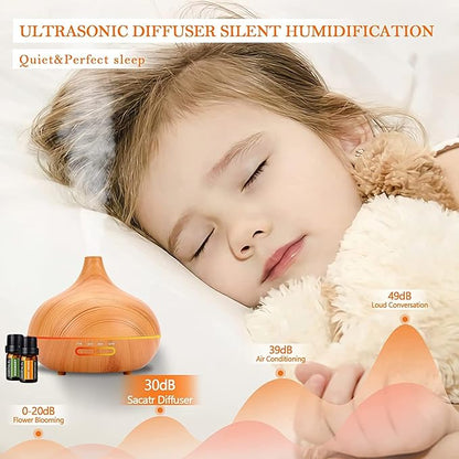 550 ML Aroma Diffiser with Essential Oils Set, Essential Oil Diffuser with Remote, Ultrasonic Technology Aromatherapy Diffusers Auto Shut-Off for Office, Home